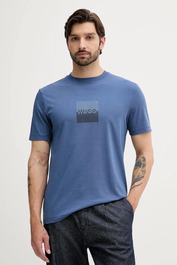 HUGO tricou din bumbac Dusplit print albastru 50542784