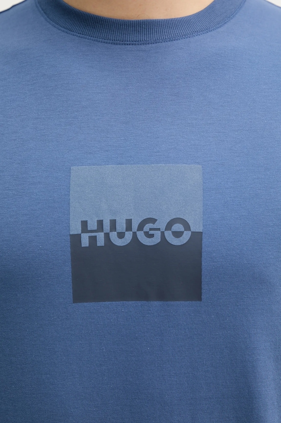 HUGO tricou din bumbac Dusplit albastru 50542784