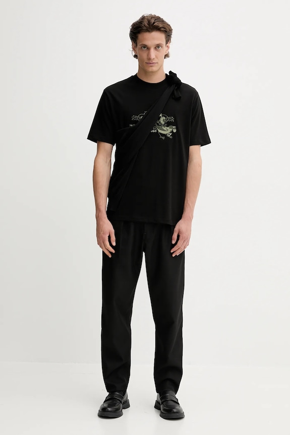 HUGO tricou din bumbac Denrith 50544543 negru AW25
