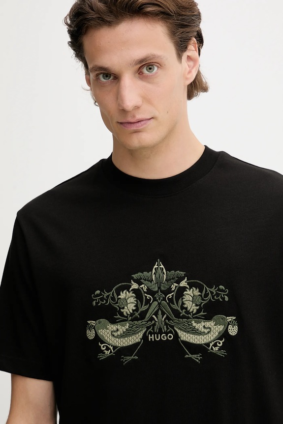 HUGO tricou din bumbac Denrith negru 50544543