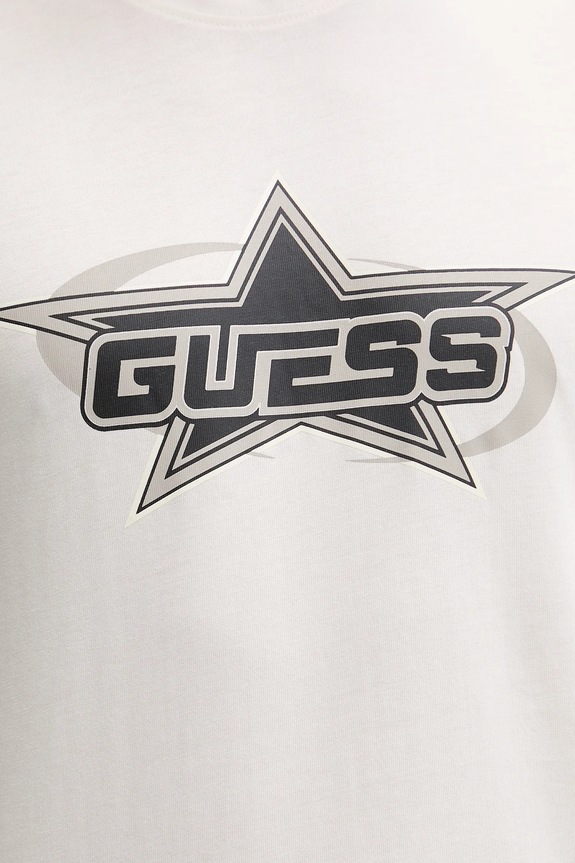 Βαμβακερό μπλουζάκι Guess NELLO Z5YI02.I3Z14 μπεζ