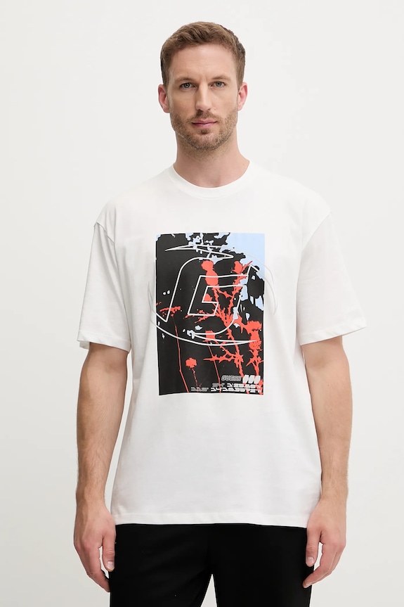 Guess t-shirt bawełniany RINALDO nadruk biały Z5YI13.I3Z14