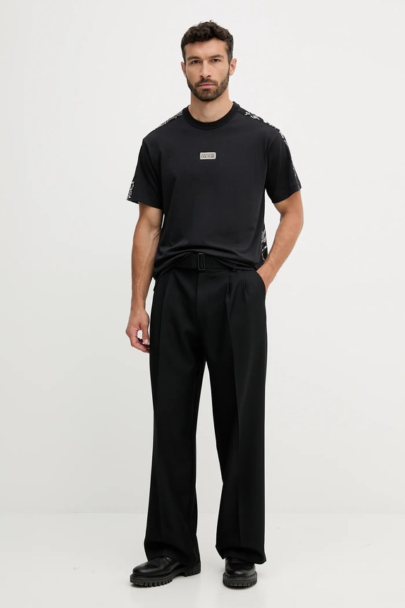 Bavlněné tričko Versace Jeans Couture 79GAH617.JS515 černá AW25