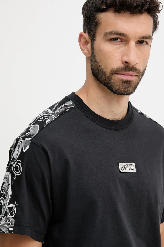 Bavlněné tričko Versace Jeans Couture černá 79GAH617.JS515