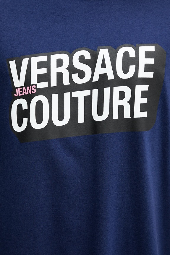 Versace Jeans Couture t-shirt bawełniany 79GAHP02.CJ01P granatowy
