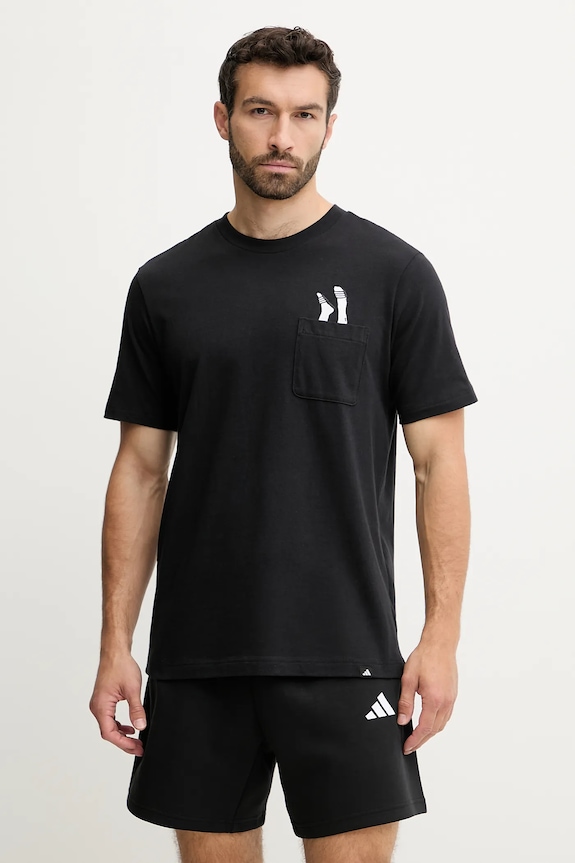 Bavlnené tričko adidas nášivka čierna JC5283