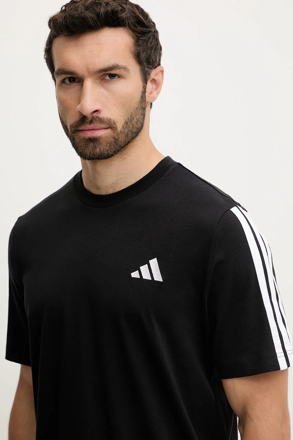Bombažna kratka majica adidas 3-Stripes črna JV6783