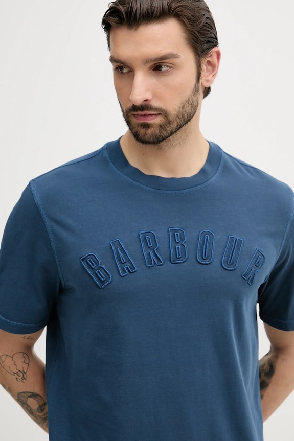 Bavlnené tričko Barbour BANFORD tmavomodrá MTS1443