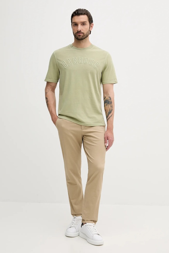 Barbour t-shirt bawełniany BANFORD MTS1443 zielony AW25