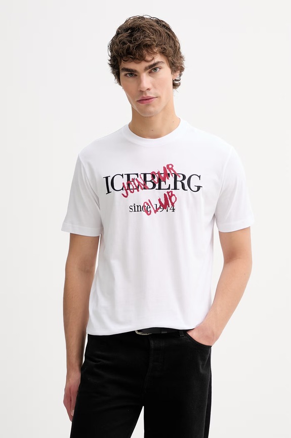 Βαμβακερό μπλουζάκι Iceberg στάμπα λευκό F010.6325