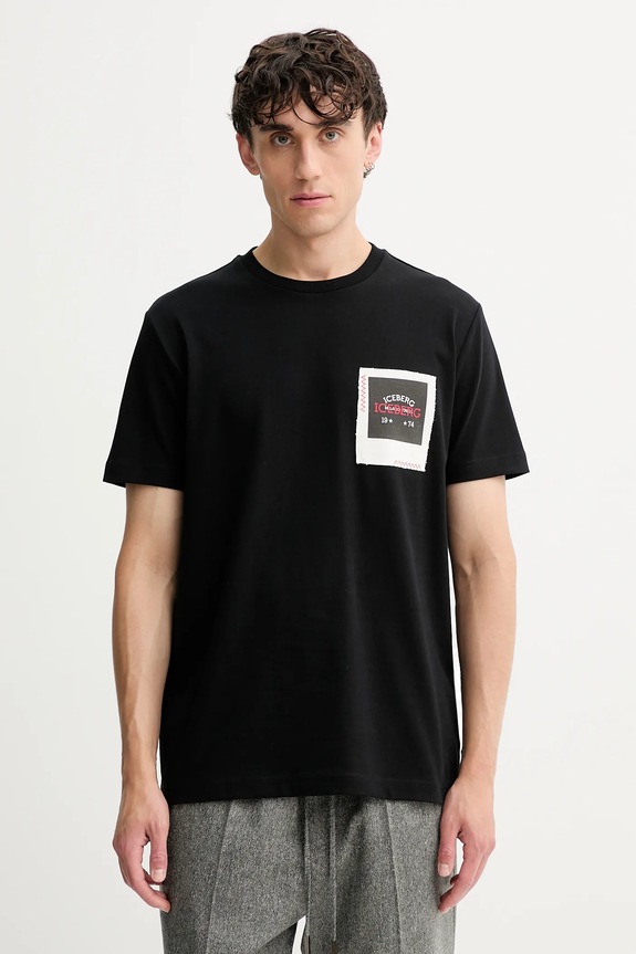 Iceberg t-shirt in cotone applique nero F042.6304