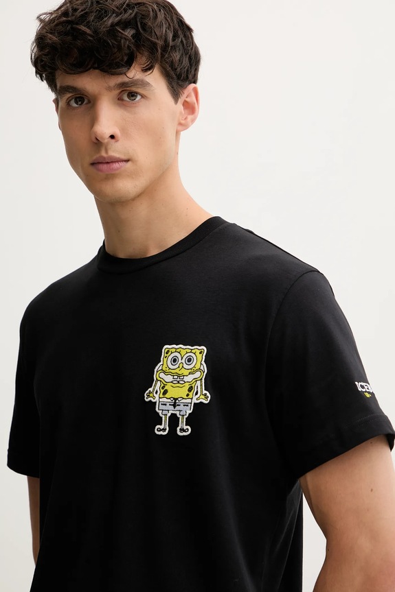 Iceberg t-shirt bawełniany czarny F048.6325