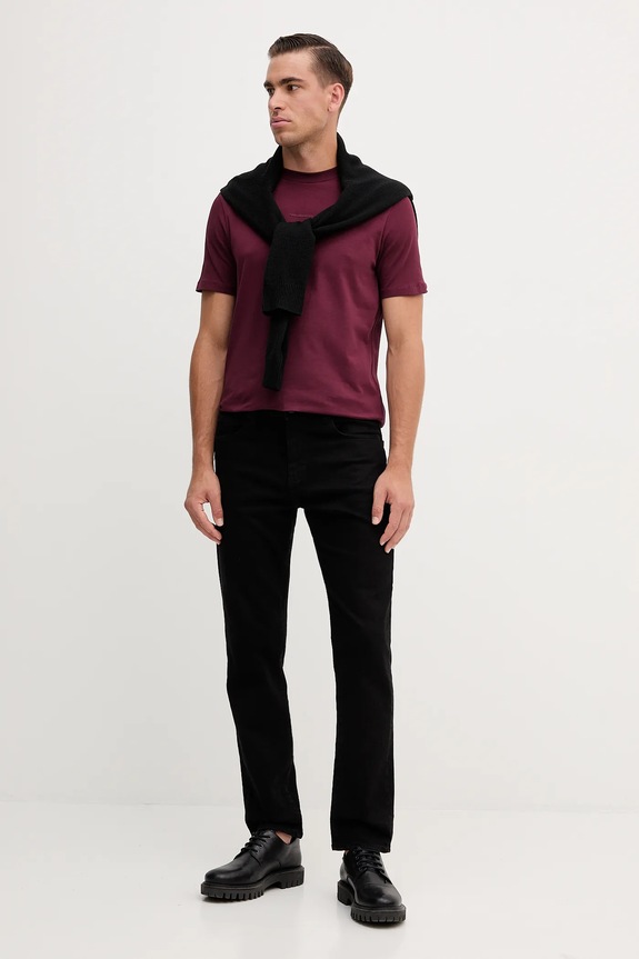 Karl Lagerfeld t-shirt bawełniany 554235.755051 bordowy AW25
