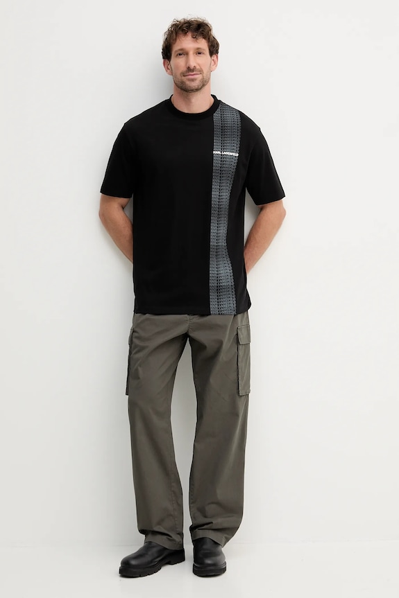 Бавовняна футболка Karl Lagerfeld 554225.755143 чорний AW25