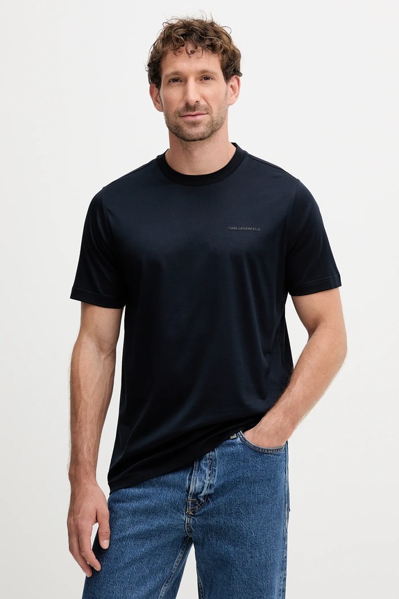 Karl Lagerfeld t-shirt bawełniany bawełna granatowy 554200.755002