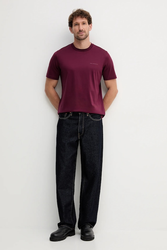 Karl Lagerfeld tricou din bumbac 554200.755002 burgundia AW25