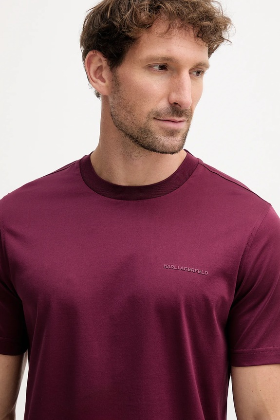 Karl Lagerfeld tricou din bumbac burgundia 554200.755002