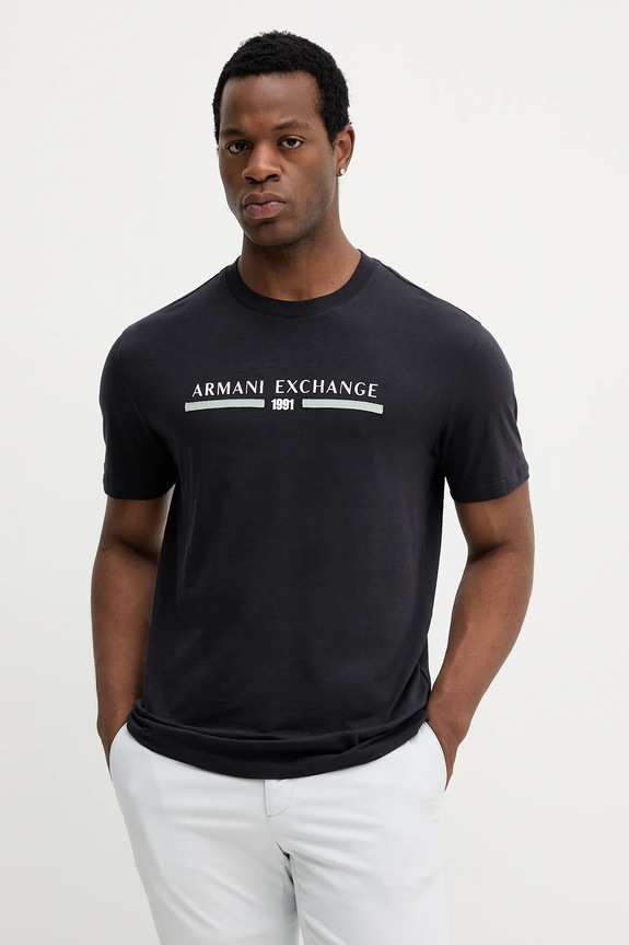 Armani Exchange pamut póló pamut sötétkék XM001074.AF10356