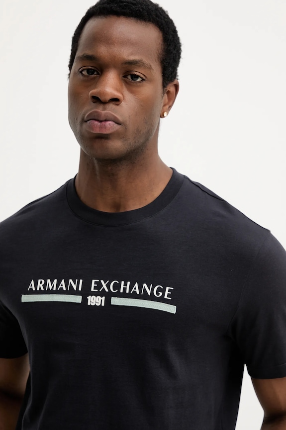 Armani Exchange pamut póló sötétkék XM001074.AF10356