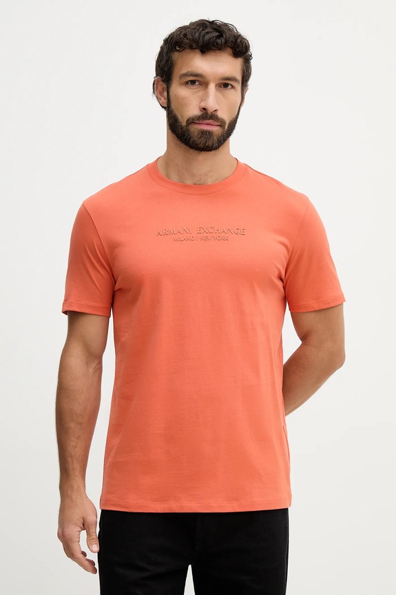 Armani Exchange t-shirt bawełniany aplikacja pomarańczowy XM001280.AF10361