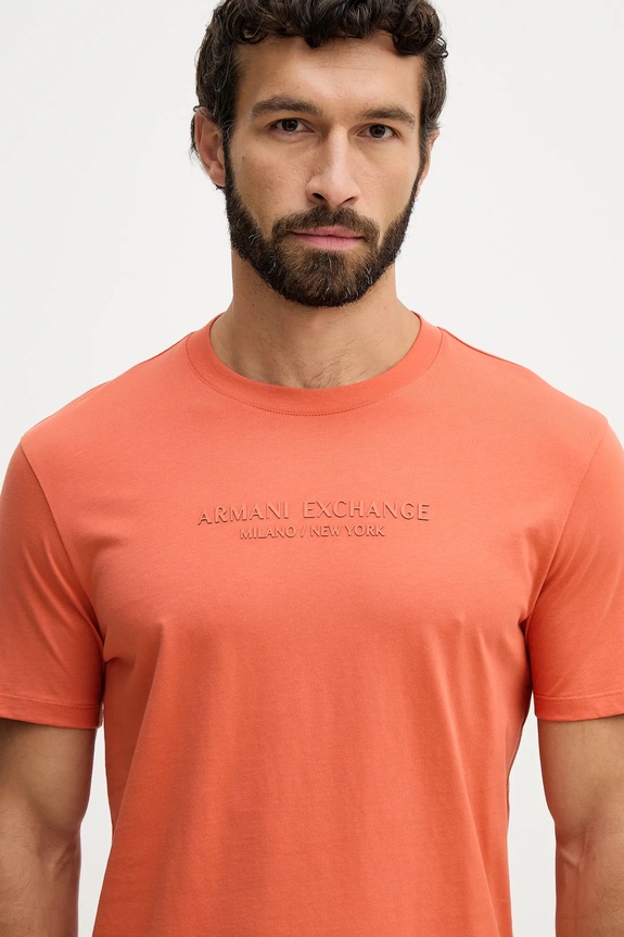 Armani Exchange t-shirt bawełniany pomarańczowy XM001280.AF10361