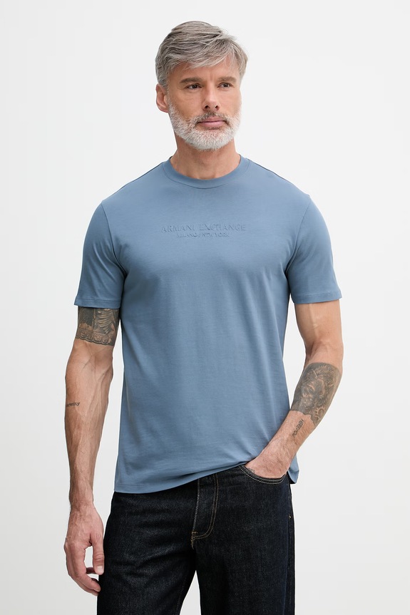 Armani Exchange maglietta basic da uomo in cotone blu XM001280.AF10361