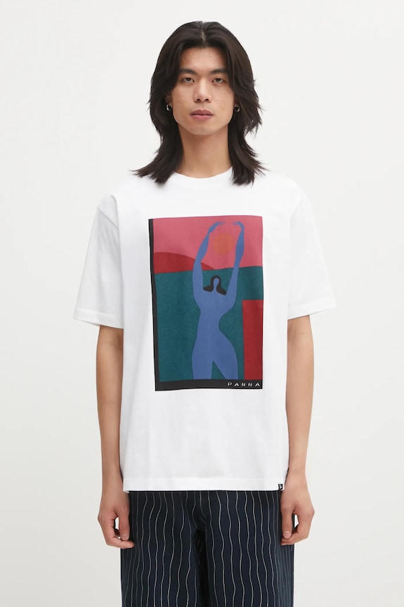by Parra cotton t-shirt Protect the sun cotton white 54400