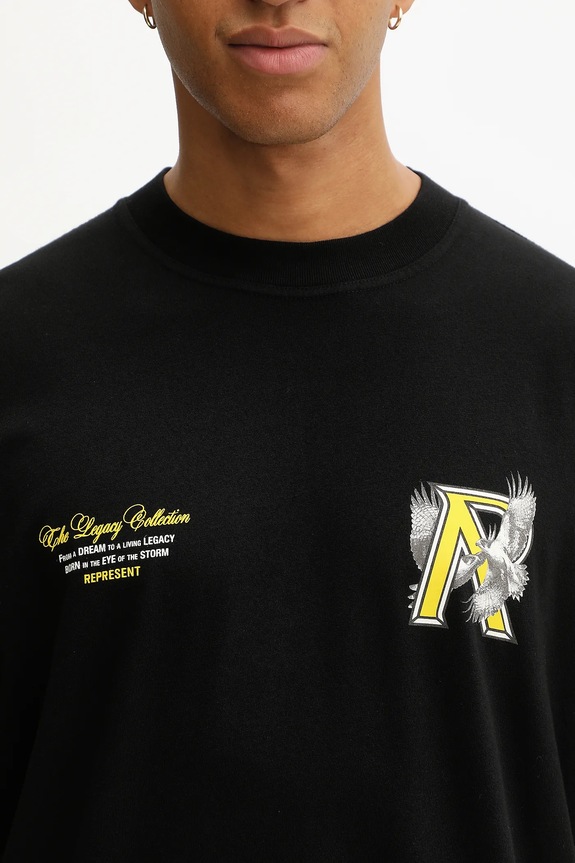 Represent t-shirt bawełniany Legacy Falcon czarny MLM100735