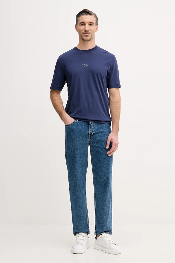 Sisley t-shirt bawełniany 3I1XS104O granatowy AW25