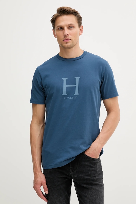 Βαμβακερό μπλουζάκι Hackett London βαμβάκι μπλε HM5000002