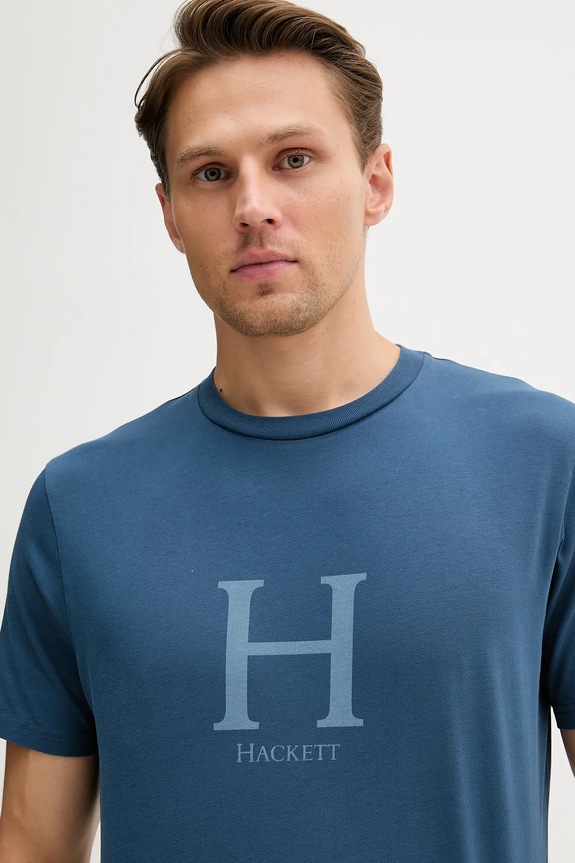 Βαμβακερό μπλουζάκι Hackett London μπλε HM5000002