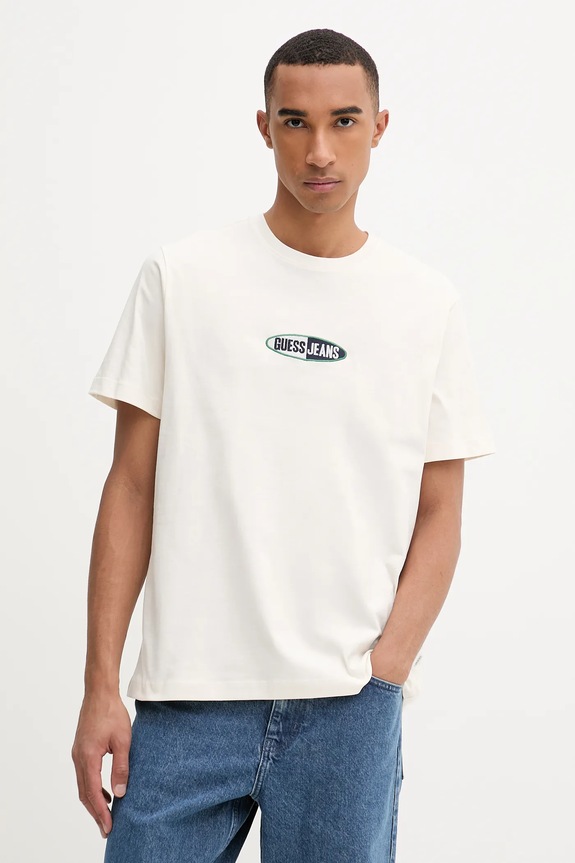 Βαμβακερό μπλουζάκι Guess Jeans βαμβάκι μπεζ M5YI07.K8FQ4