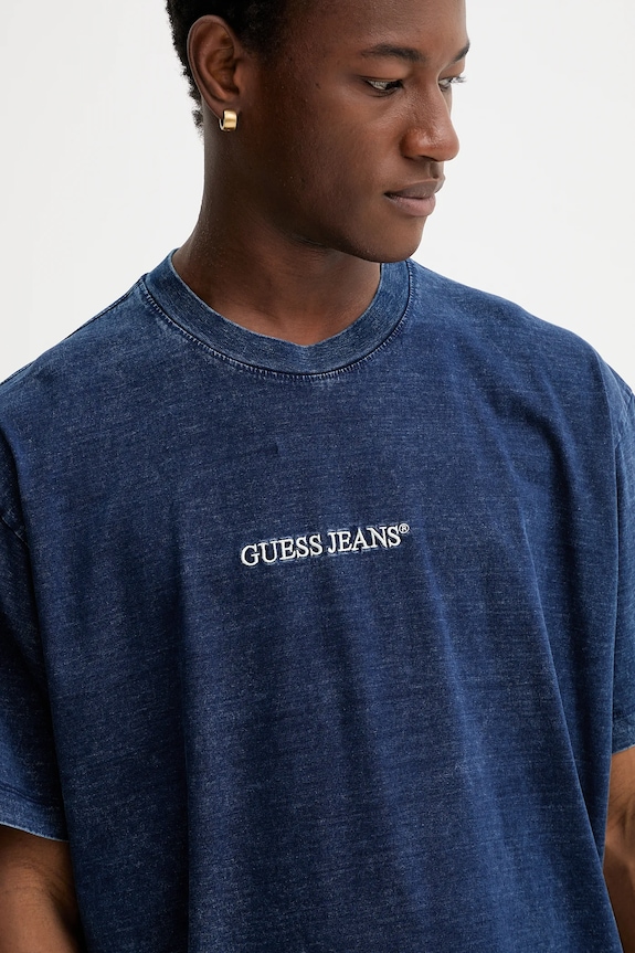 Bavlnené tričko Guess Jeans tmavomodrá M5YI11.KCTG1