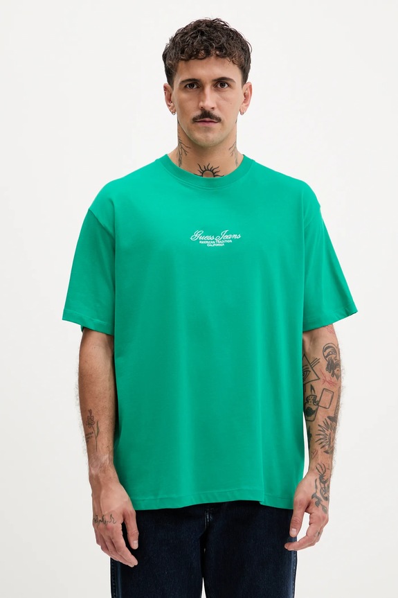 Guess Jeans tricou din bumbac imprimeu verde M5YI61.K8FQ4