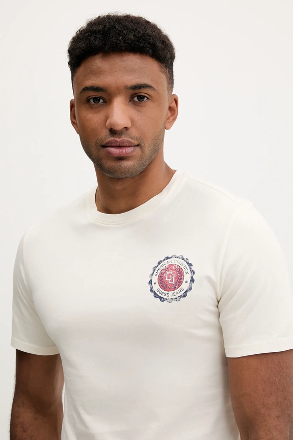 Guess Jeans t-shirt bawełniany beżowy M5YI04.K8HM0
