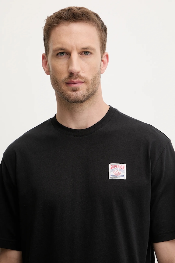 Bavlněné tričko adidas Originals Graphic Lo Ss T černá JW0161