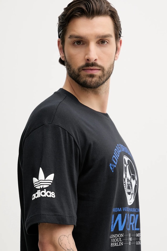 adidas Originals t-shirt in cotone 90S Football Tee nero JX3064