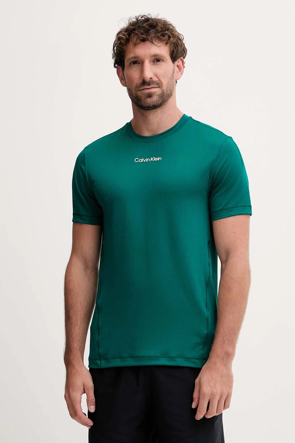 Tréninkové tričko Calvin Klein Performance hladký zelená LVGMF5K101
