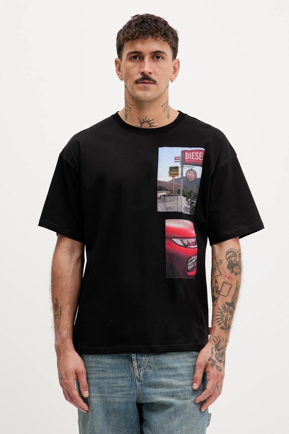 Diesel t-shirt bawełniany T-BOXT-T3 regular czarny A19467.0PLAT