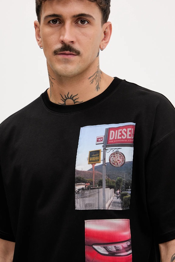 Diesel t-shirt bawełniany T-BOXT-T3 czarny A19467.0PLAT