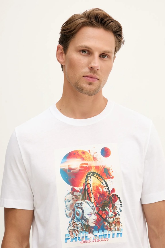 Bavlněné tričko PS Paul Smith bílá M2R.011R.TP5415