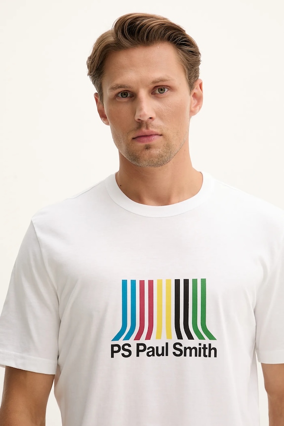 Βαμβακερό μπλουζάκι PS Paul Smith λευκό M2R.220X.TP5408