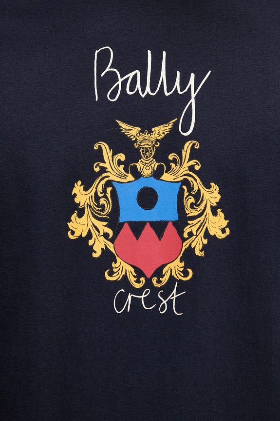 Βαμβακερό μπλουζάκι Bally MJE0AB σκούρο μπλε