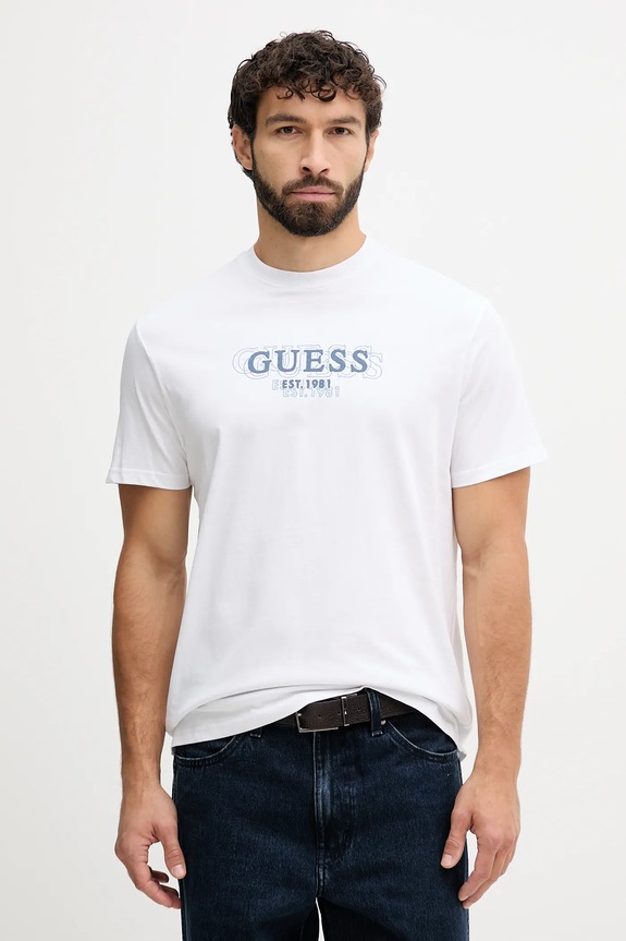 Памучна тениска Guess стандартна бял M5BI05.I3Z14