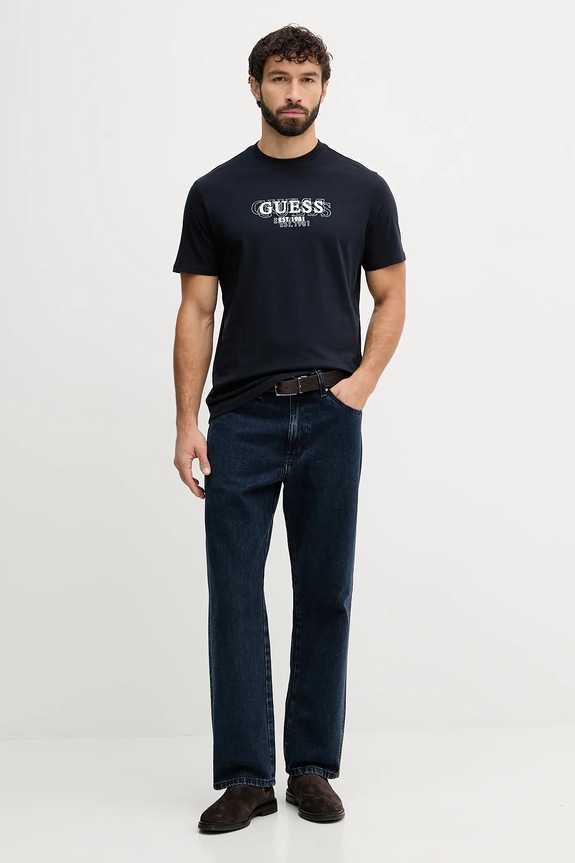 Памучна тениска Guess M5BI05.I3Z14 тъмносин AW25