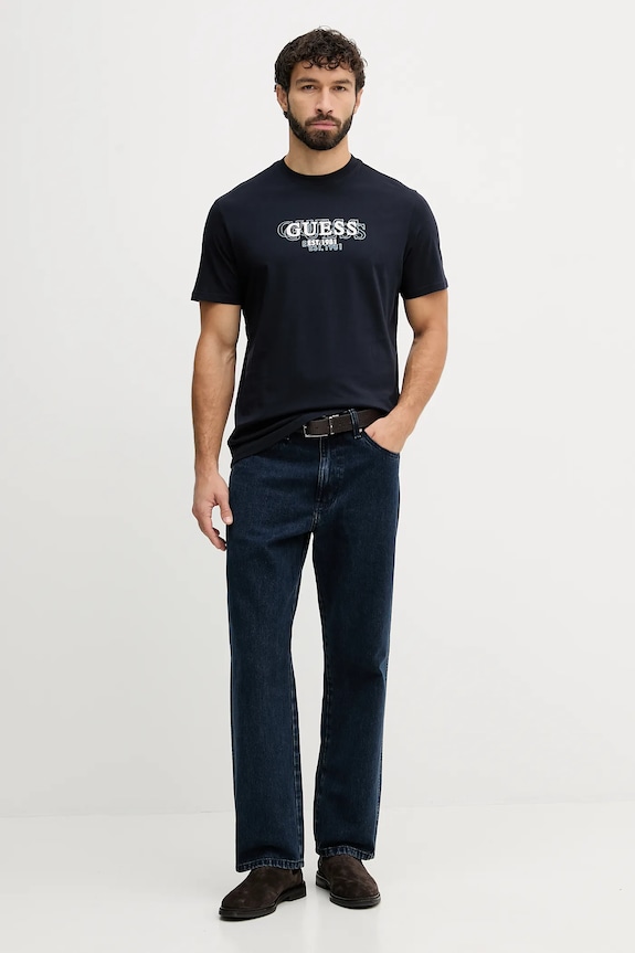 Памучна тениска Guess M5BI05.I3Z14 тъмносин AW25
