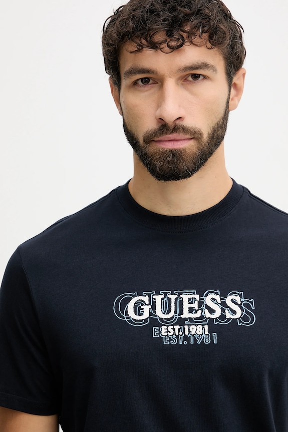 Памучна тениска Guess тъмносин M5BI05.I3Z14