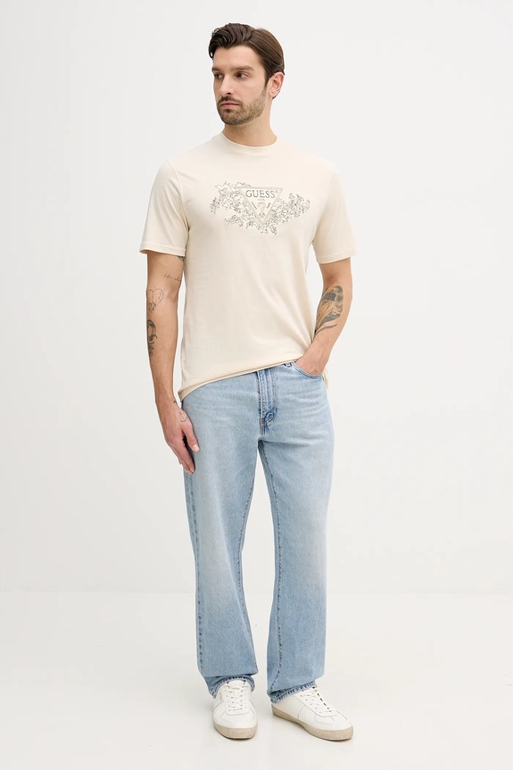 Хлопковая футболка Guess M5BI07.I3Z14 бежевый AW25