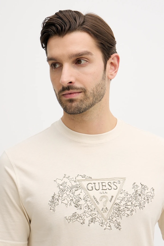 Хлопковая футболка Guess бежевый M5BI07.I3Z14