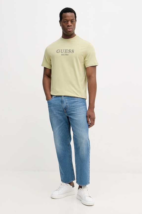 Βαμβακερό μπλουζάκι Guess M5BI09.K8FQ4 πράσινο AW25